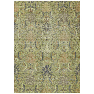 HomeRoots 9' Stylish Artichoke Green Damask Area Rug - Washable, Durable, Indoor/Outdoor Versatile Design 603303