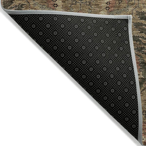 HomeRoots 9' X 12' Damask Area Rug in Brown Charcoal & Brick Red – Washable, Durable, Stylish for Indoors & Outdoors 603309