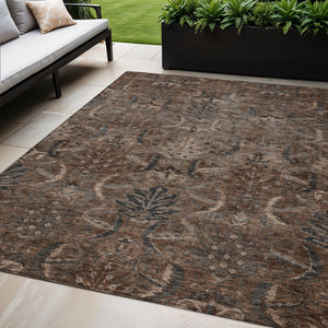 HomeRoots 5' Elegant Damask Area Rug - Durable, Washable Indoor/Outdoor Accent for Stylish Living Spaces 5' X 8' 603312
