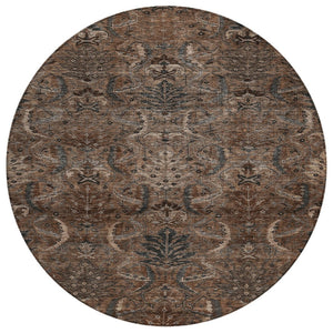 HomeRoots 5' Elegant Damask Area Rug - Durable, Washable Indoor/Outdoor Accent for Stylish Living Spaces 8' Round 603313