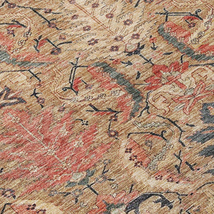 Homeroots 3' Artichoke Green Gray Tan Damask Washable Area Rug For Indoor And Outdoor Spaces, Durable Design 10' X 14' Polyester 603322