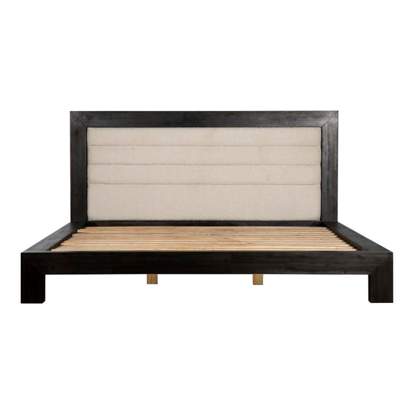 English Elm Ashcroft Channel Tufted Upholstered King Bed Tall Headboard Acacia Wood Accent Frame B2769S00016