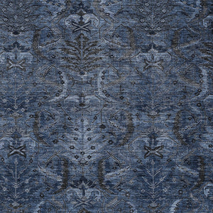 Homeroots 3' Artichoke Green Gray Tan Damask Washable Area Rug For Indoor And Outdoor Spaces, Durable Design 3' X 5' Polyester 603323