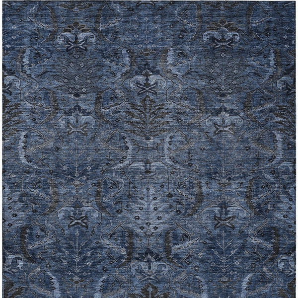 Homeroots 3' Artichoke Green Gray Tan Damask Washable Area Rug For Indoor And Outdoor Spaces, Durable Design 5' X 8' Polyester 603324