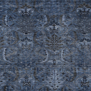 Homeroots 3' Artichoke Green Gray Tan Damask Washable Area Rug For Indoor And Outdoor Spaces, Durable Design 5' X 8' Polyester 603324