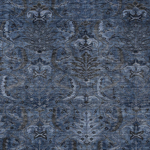 Homeroots 3' Artichoke Green Gray Tan Damask Washable Area Rug For Indoor And Outdoor Spaces, Durable Design 9' X 12' Polyester 603327