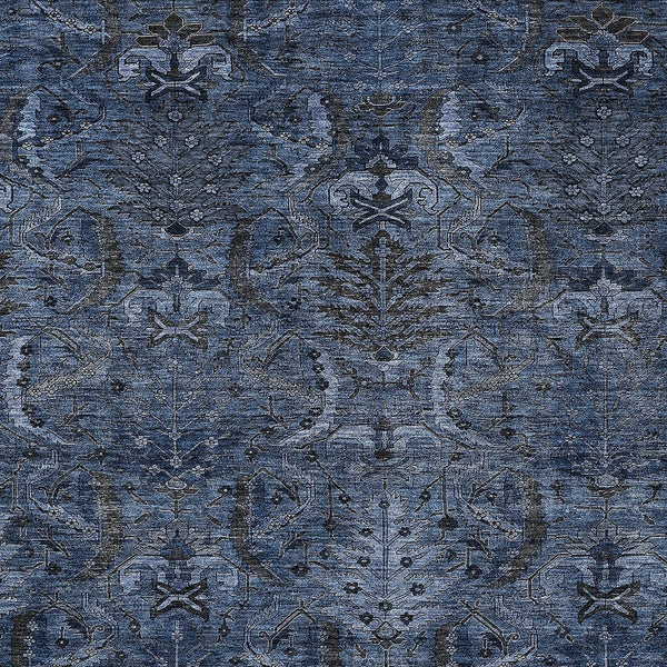 Homeroots 3' Artichoke Green Gray Tan Damask Washable Area Rug For Indoor And Outdoor Spaces, Durable Design 9' X 12' Polyester 603327