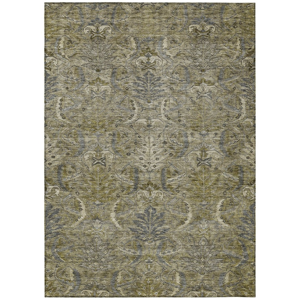 HomeRoots 9' X 12' Taupe and Gray Damask Rug - Stylish, Washable, Durable for Indoor & Outdoor Spaces! 603339
