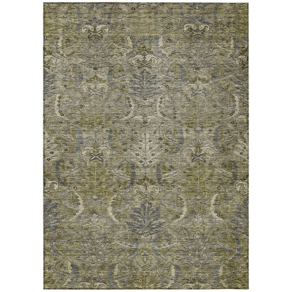 HomeRoots 9' X 12' Taupe and Gray Damask Rug - Stylish, Washable, Durable for Indoor & Outdoor Spaces! 603339