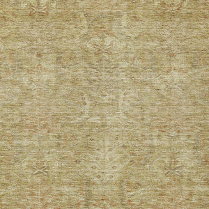 Homeroots 3' Artichoke Green Gray Tan Damask Washable Area Rug For Indoor And Outdoor Spaces, Durable Design 3' X 5' Polyester 603341