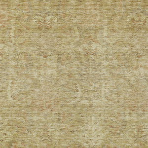 Homeroots 3' Artichoke Green Gray Tan Damask Washable Area Rug For Indoor And Outdoor Spaces, Durable Design 5' X 8' Polyester 603342