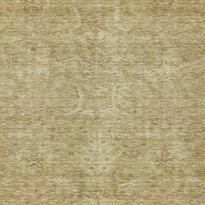 Homeroots 3' Artichoke Green Gray Tan Damask Washable Area Rug For Indoor And Outdoor Spaces, Durable Design 8' X 10' Polyester 603344