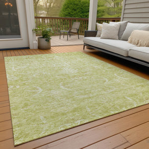 Homeroots 3' Artichoke Green And Ivory Damask Washable Area Rug For Stylish Indoor And Outdoor Spaces 3' X 5' Polyester 603347