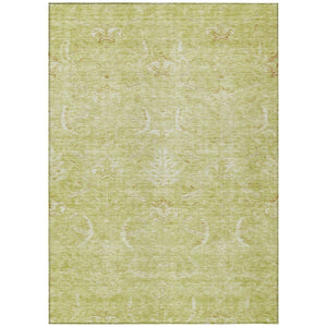 HomeRoots 5' Artichoke Green and Ivory Damask Indoor Outdoor Rug – Durable, Washable, Stylish for High-Traffic Areas 5' X 8' 603348