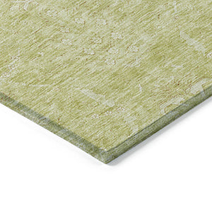 Homeroots 3' Artichoke Green And Ivory Damask Washable Area Rug For Stylish Indoor And Outdoor Spaces 5' X 8' Polyester 603348