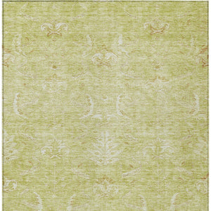 Homeroots 3' Artichoke Green And Ivory Damask Washable Area Rug For Stylish Indoor And Outdoor Spaces 5' X 8' Polyester 603348