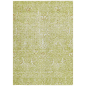 Homeroots 3' Artichoke Green And Ivory Damask Washable Area Rug For Stylish Indoor And Outdoor Spaces 8' X 10' Polyester 603350