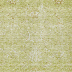 Homeroots 3' Artichoke Green And Ivory Damask Washable Area Rug For Stylish Indoor And Outdoor Spaces 10' X 14' Polyester 603352