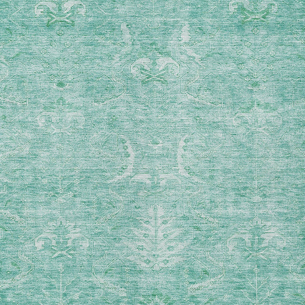 Homeroots 3' Artichoke Green And Ivory Damask Washable Area Rug For Stylish Indoor And Outdoor Spaces 3' X 5' Polyester 603353