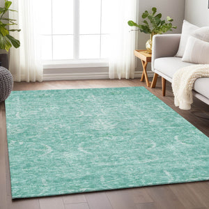 Homeroots 3' Artichoke Green And Ivory Damask Washable Area Rug For Stylish Indoor And Outdoor Spaces 3' X 5' Polyester 603353