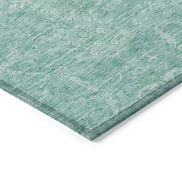 Homeroots 3' Artichoke Green And Ivory Damask Washable Area Rug For Stylish Indoor And Outdoor Spaces 5' X 8' Polyester 603354