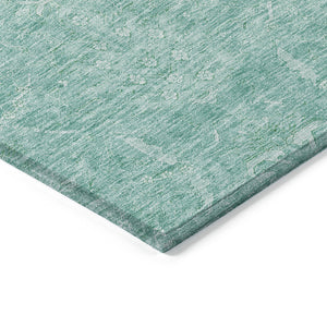 Homeroots 3' Artichoke Green And Ivory Damask Washable Area Rug For Stylish Indoor And Outdoor Spaces 8' X 10' Polyester 603356