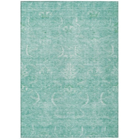 Homeroots 3' Artichoke Green And Ivory Damask Washable Area Rug For Stylish Indoor And Outdoor Spaces 9' X 12' Polyester 603357