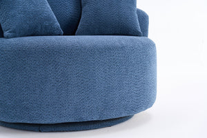 English Elm 360° Swivel Chair upholstered barrel accent chair with plush high-resilience foam and pillows for comfort Antique Blue,Blue W2231P264478