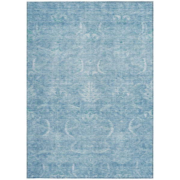 Homeroots 3' Artichoke Green And Ivory Damask Washable Area Rug For Stylish Indoor And Outdoor Spaces 3' X 5' Polyester 603359
