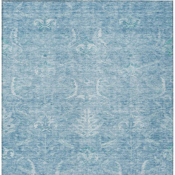Homeroots 3' Artichoke Green And Ivory Damask Washable Area Rug For Stylish Indoor And Outdoor Spaces 5' X 8' Polyester 603360