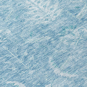 Homeroots 3' Artichoke Green And Ivory Damask Washable Area Rug For Stylish Indoor And Outdoor Spaces 8' Round Polyester 603361