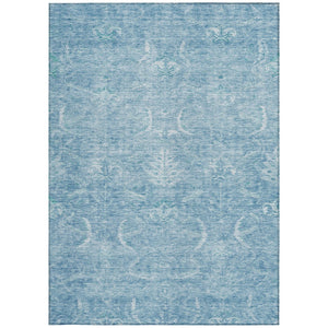 Homeroots 3' Artichoke Green And Ivory Damask Washable Area Rug For Stylish Indoor And Outdoor Spaces 8' X 10' Polyester 603362