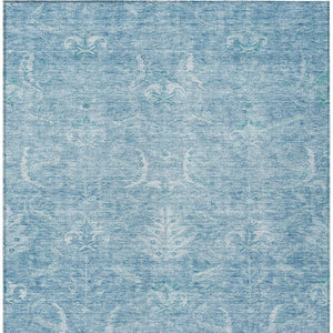 Homeroots 3' Artichoke Green And Ivory Damask Washable Area Rug For Stylish Indoor And Outdoor Spaces 8' X 10' Polyester 603362