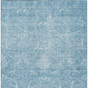 Homeroots 3' Artichoke Green And Ivory Damask Washable Area Rug For Stylish Indoor And Outdoor Spaces 9' X 12' Polyester 603363
