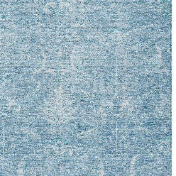 Homeroots 3' Artichoke Green And Ivory Damask Washable Area Rug For Stylish Indoor And Outdoor Spaces 9' X 12' Polyester 603363