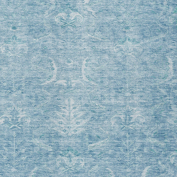 Homeroots 3' Artichoke Green And Ivory Damask Washable Area Rug For Stylish Indoor And Outdoor Spaces 10' X 14' Polyester 603364