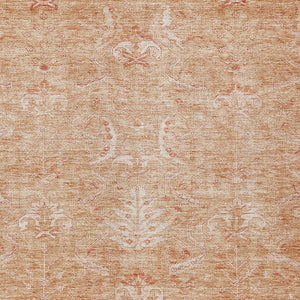 Homeroots 3' Artichoke Green And Ivory Damask Washable Area Rug For Stylish Indoor And Outdoor Spaces 3' X 5' Polyester 603365