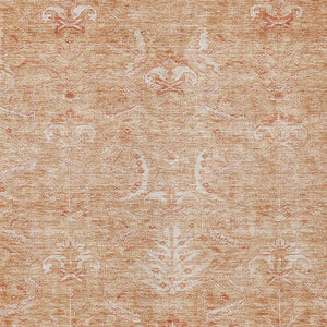 Homeroots 3' Artichoke Green And Ivory Damask Washable Area Rug For Stylish Indoor And Outdoor Spaces 5' X 8' Polyester 603366