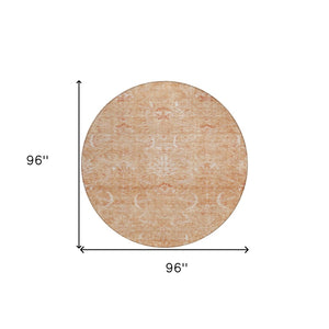 Homeroots 3' Artichoke Green And Ivory Damask Washable Area Rug For Stylish Indoor And Outdoor Spaces 8' Round Polyester 603367