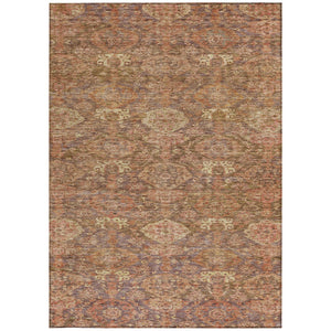 Homeroots 3' Brown And Tan Damask Washable Area Rug - Stylish, Durable Indoor Outdoor Decor For Any Space 3' X 5' Polyester 603371