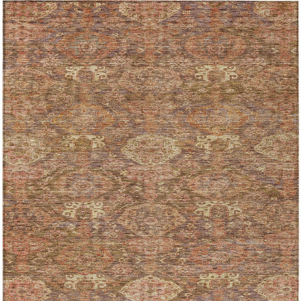 Homeroots 3' Brown And Tan Damask Washable Area Rug - Stylish, Durable Indoor Outdoor Decor For Any Space 3' X 5' Polyester 603371