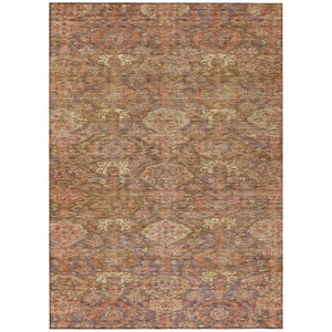 HomeRoots 5' Brown and Tan Damask Area Rug - Stylish Indoor/Outdoor Design, Stain-Resistant, Easy Care, Durable 5' X 8' 603372