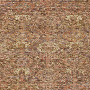 Homeroots 3' Brown And Tan Damask Washable Area Rug - Stylish, Durable Indoor Outdoor Decor For Any Space 5' X 8' Polyester 603372