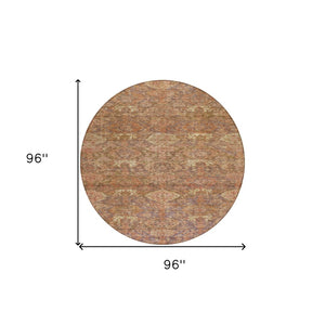 Homeroots 3' Brown And Tan Damask Washable Area Rug - Stylish, Durable Indoor Outdoor Decor For Any Space 8' Round Polyester 603373