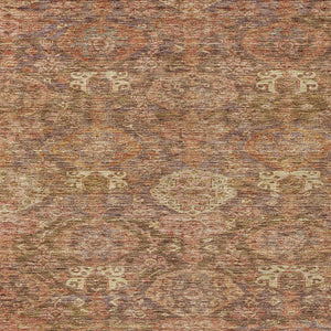 Homeroots 3' Brown And Tan Damask Washable Area Rug - Stylish, Durable Indoor Outdoor Decor For Any Space 9' X 12' Polyester 603375