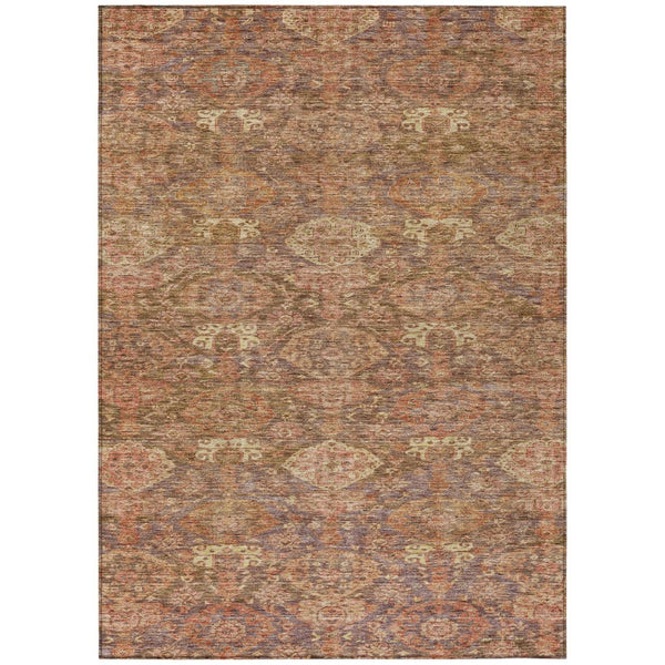 HomeRoots 5' Brown and Tan Damask Area Rug - Stylish Indoor/Outdoor Design, Stain-Resistant, Easy Care, Durable 10' X 14' 603376