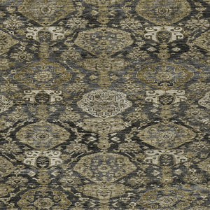 Homeroots 3' Brown And Tan Damask Washable Area Rug - Stylish, Durable Indoor Outdoor Decor For Any Space 5' X 8' Polyester 603378