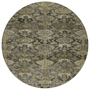 Homeroots 3' Brown And Tan Damask Washable Area Rug - Stylish, Durable Indoor Outdoor Decor For Any Space 8' Round Polyester 603379