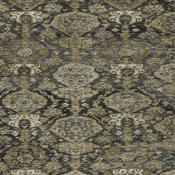 Homeroots 3' Brown And Tan Damask Washable Area Rug - Stylish, Durable Indoor Outdoor Decor For Any Space 8' X 10' Polyester 603380