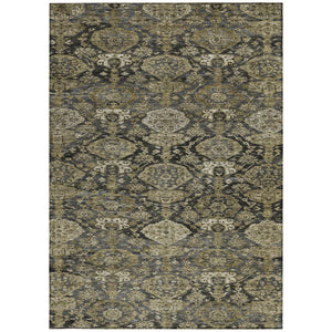 Homeroots 3' Brown And Tan Damask Washable Area Rug - Stylish, Durable Indoor Outdoor Decor For Any Space 9' X 12' Polyester 603381